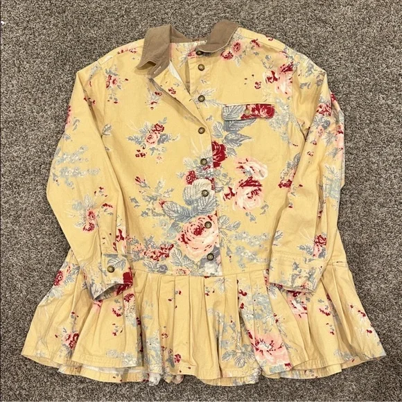🍀 Free People Connor Western Bohemian Yellow Floral Printed Cotton Mini Dress - Picture 8 of 10